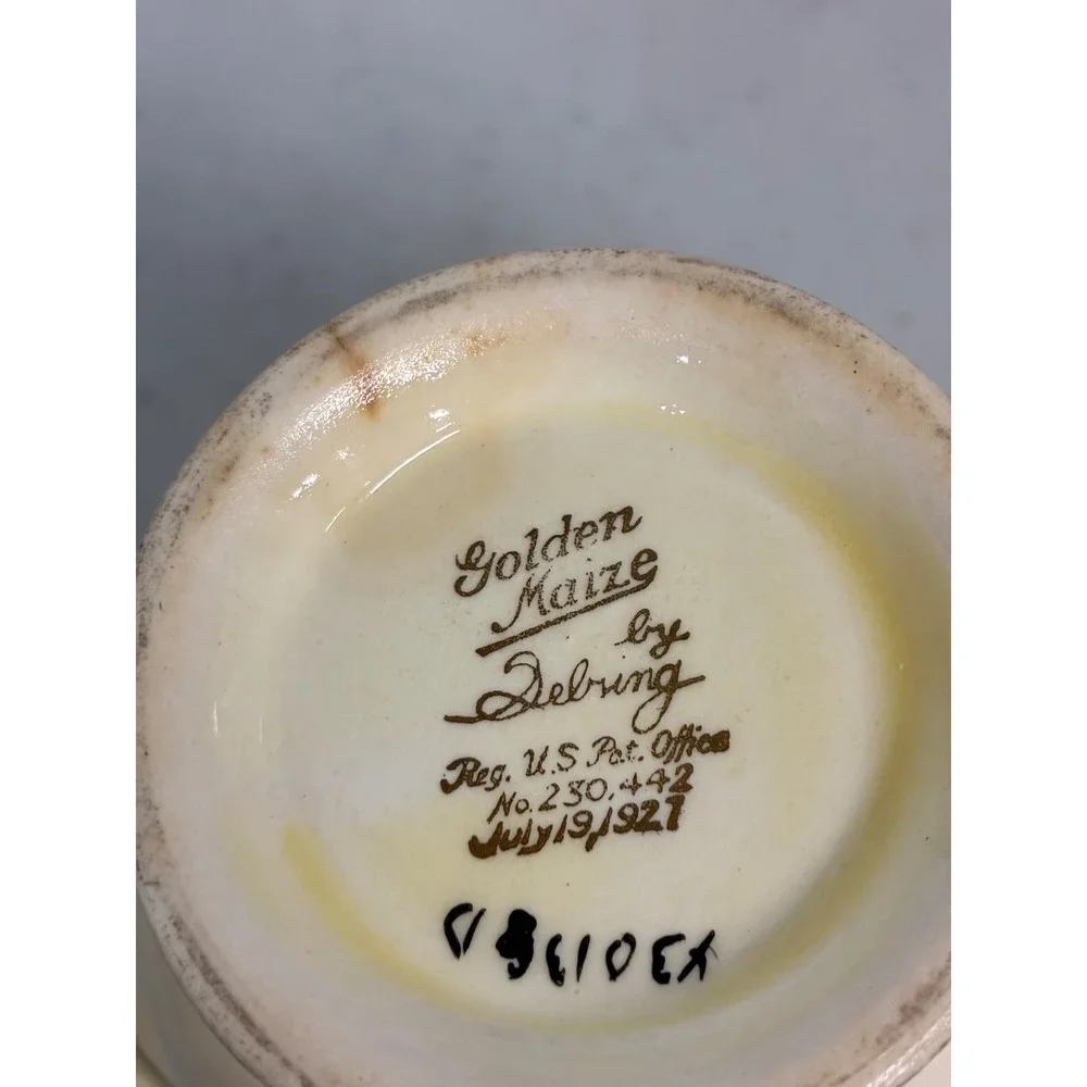 Vintage Sebring Golden Maize Creamer Yellow‎ Floral 1921 Art Deco Pottery USA